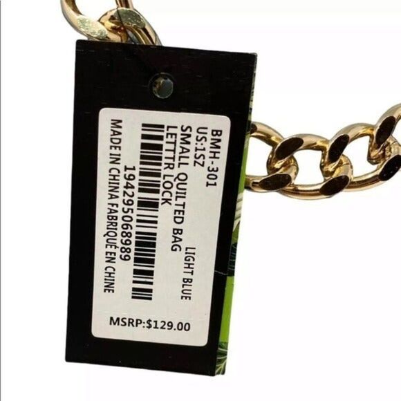 Badgley Mischka Handbag Quilted Vegan Leather Crossbody Gold Chain Easter Spring - Picture 12 of 12